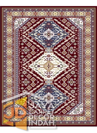 Permadani Yasamin ds Yas 25 Red  ukuran 150 cm x 230 cm, 200 cm x 300 cm, 250 cm x 350 cm 